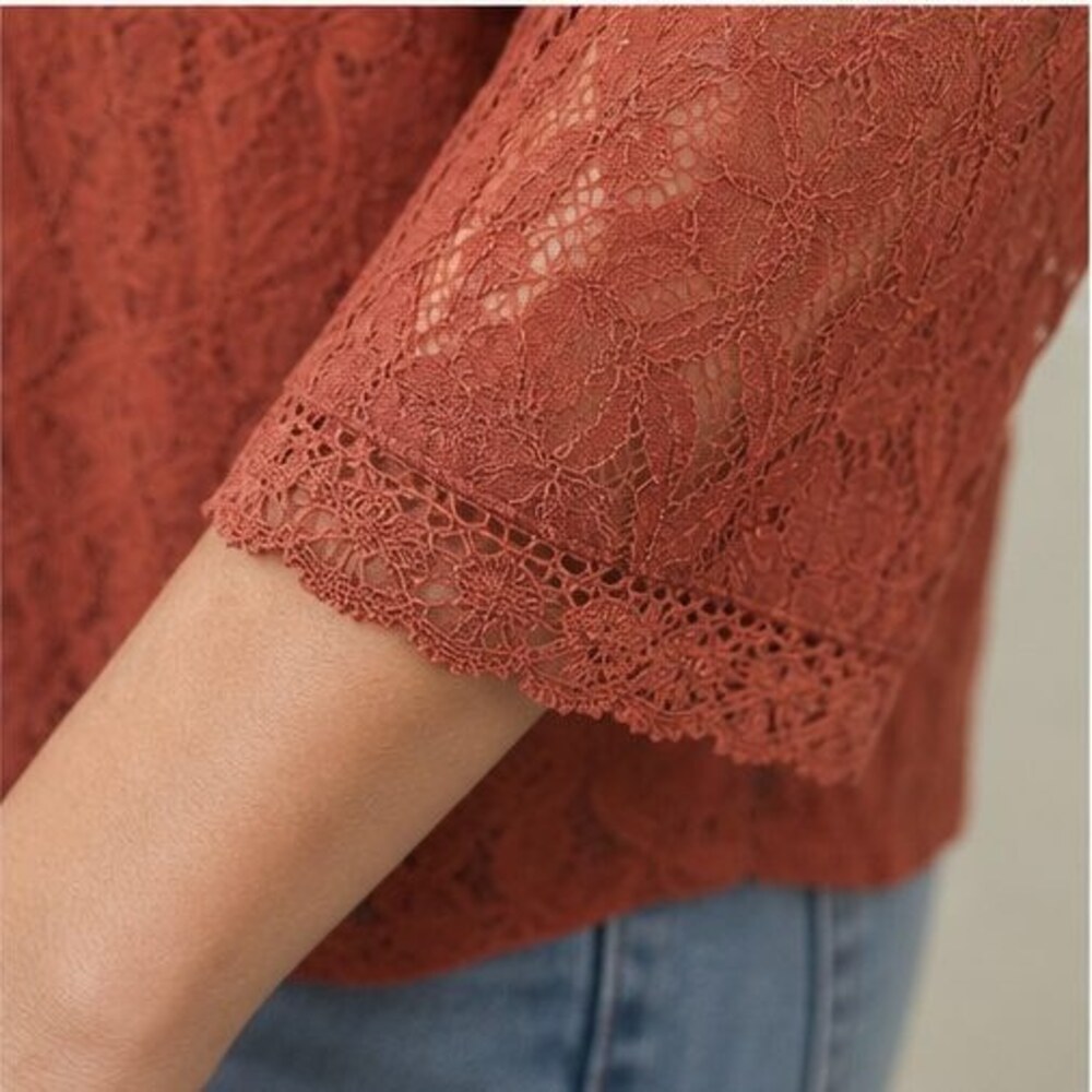 Rust Lace Trim Top - Picture 5 of 6